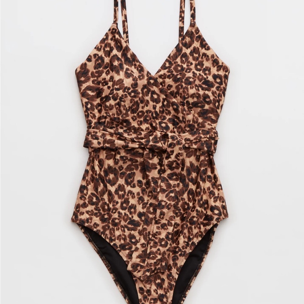 Aerie Leopard Wrap One-Piece Swimsuit